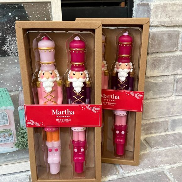 NEW Martha Stewart Christmas Nutcracker Taper Candle Set of 2 Viral - Picture 1 of 10